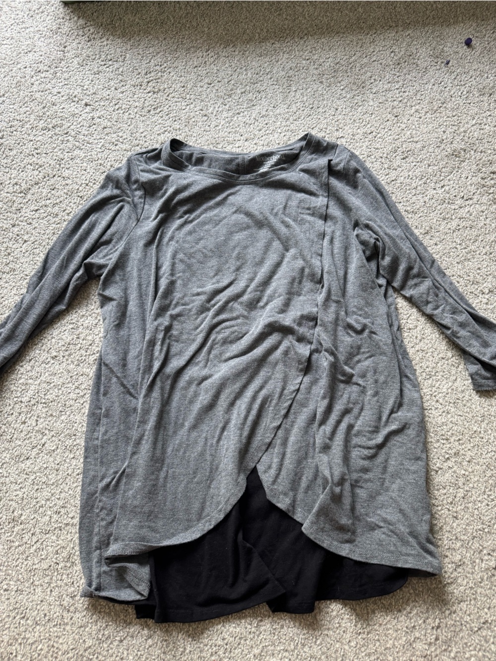 Motherhood Gray Layered Long-Sleeve Maternity Top
